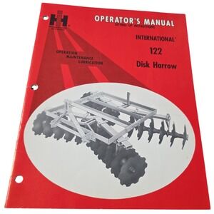 International 122 Disk Harrow Operator's Manual Maintenance Instructions
